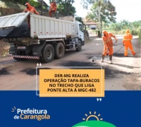 DER-MG está realizando uma operação tapa buracos no Distrito de Ponte Alta