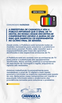 COMUNICADO OFICIAL  PROBLEMAS NO SINAL DE TV DIGITAL