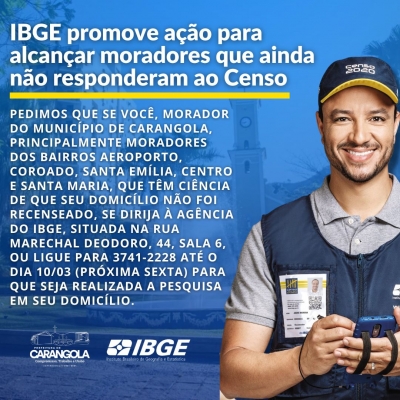 IBGE promove ação para alcançar moradores que ainda não responderam ao Censo