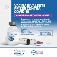 VACINA BIVALENTE CONTRA A COVID-19 ESTÁ DISPONIVEL PARA PESSOAS ACIMA DE 18 ANOS